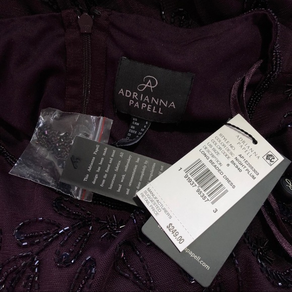 Adrianna Papell Short Sleeve Blouson Beaded Gown - Picture 5 of 8